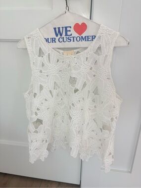 Caution To The Wind White Crochet Floral Sleeveless Camisole